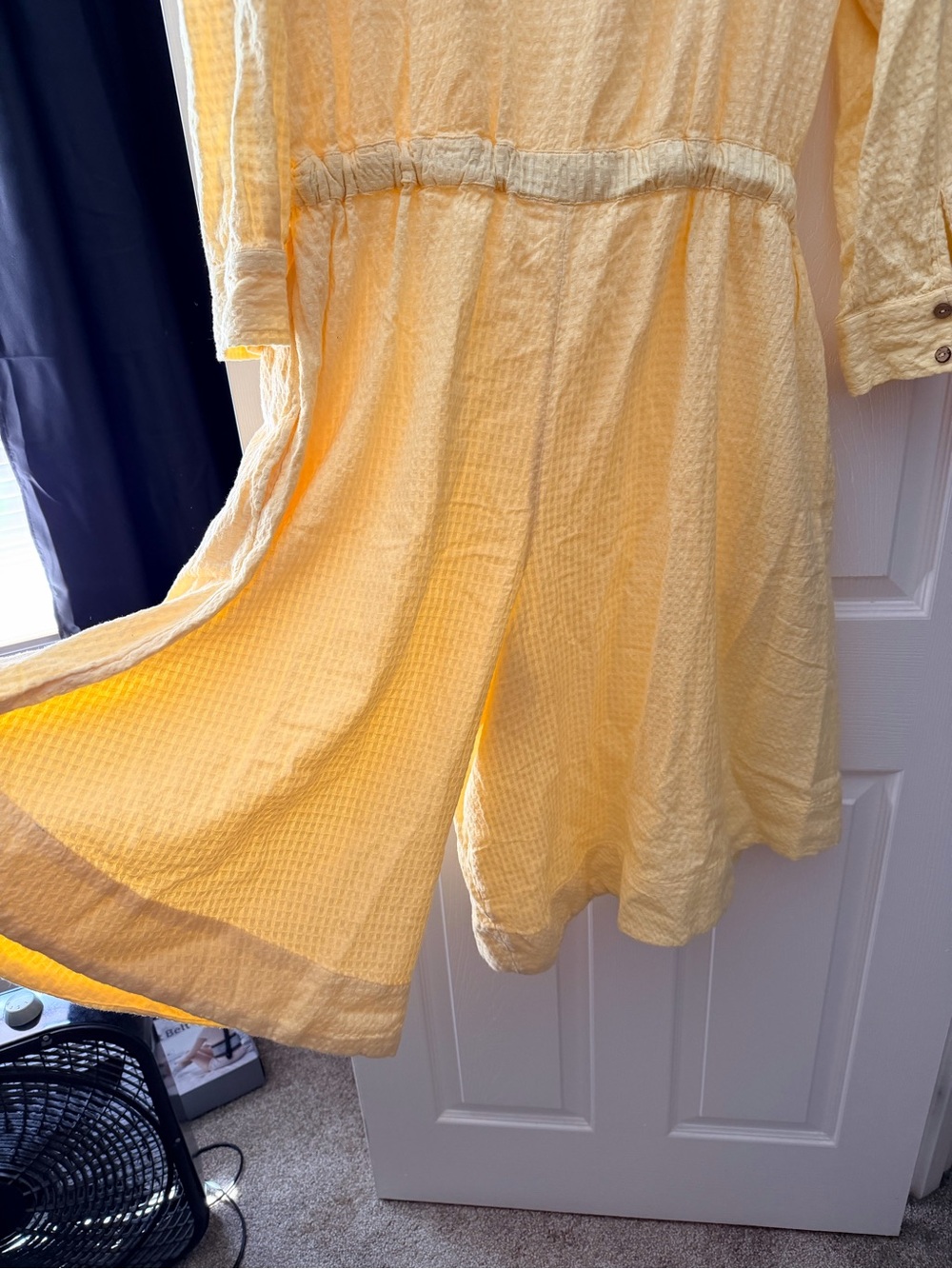 **Flawed** Free People Yellow Button-Front Textured Jumpsuit - Picture 9 of 11